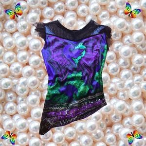 90s Vintage Asymmetrical Dual Dragon Top Sz XS